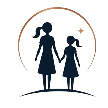 Inaadaan logo: mother and daughter within a copper arc